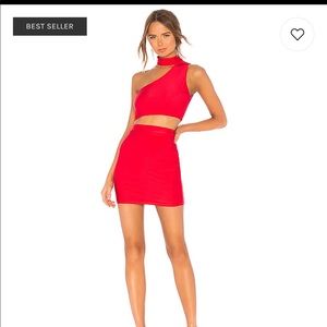 Revolve One shoulder red set dress